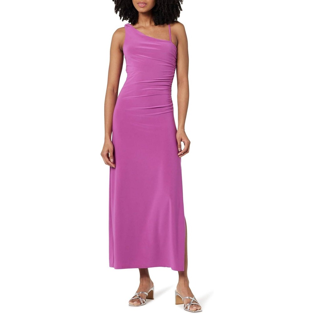 The Drop Women Lupita Draped One-Shoulder Maxi Dress Wild Purple Sleeveless-Med